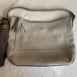 EUC Authentic Kate Spade Taupe Gray Pebbled Leather large Shoulder Bag